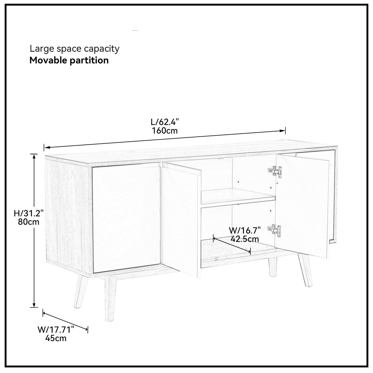 Walnut Modern Sideboard Buffet Cabinet by Blak Hom