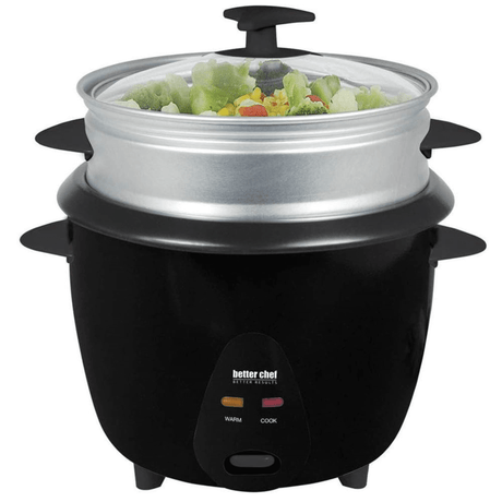 Better Chef 5-Cup - 10-Cup Cooked - Rice Cooker with Steamer and Non-Stick Pot by Jupiter Gear Home