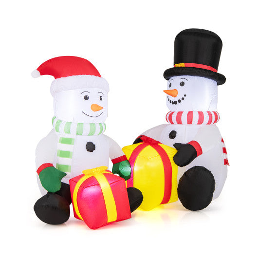 5 Feet 2 Cute Blow-up Snowman Christmas Inflatables with Gift Boxes