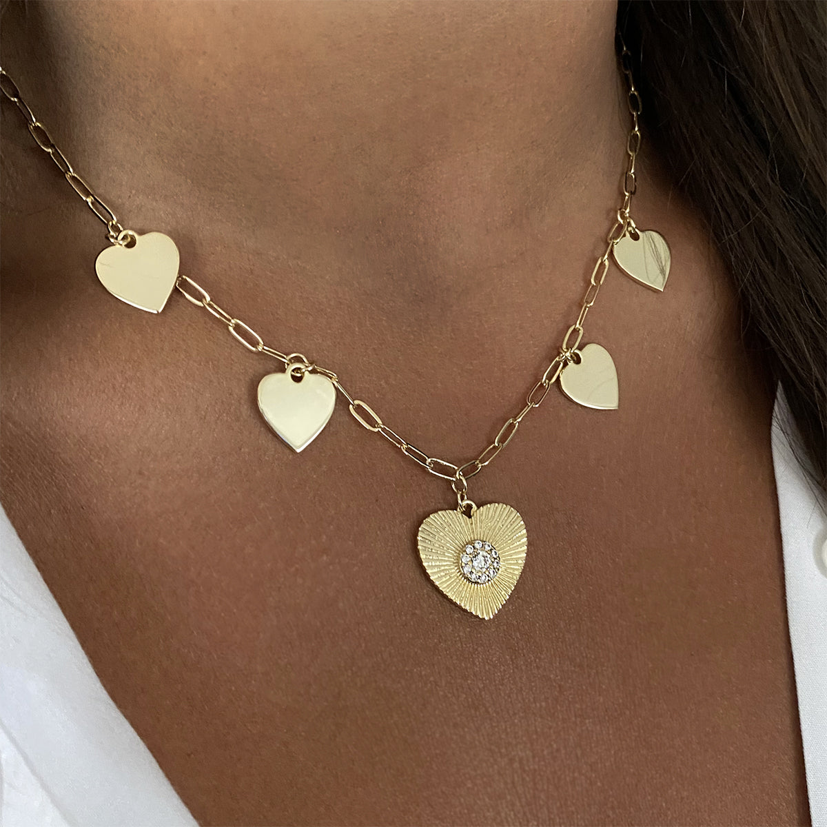 SALE 5 Heart Charm Necklace by Jennifer Miller Jewelry