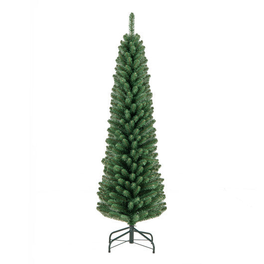 5/6/7/8 Feet Pencil Christmas Tree with 295/392/523/671 Memory Wire Branch Tips and Upgraded Metal Stand-5 feet