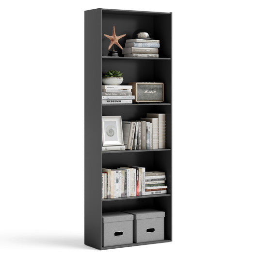 5-Shelf Storage Bookcase Modern Multi-Functional Display Cabinet Furniture-Black