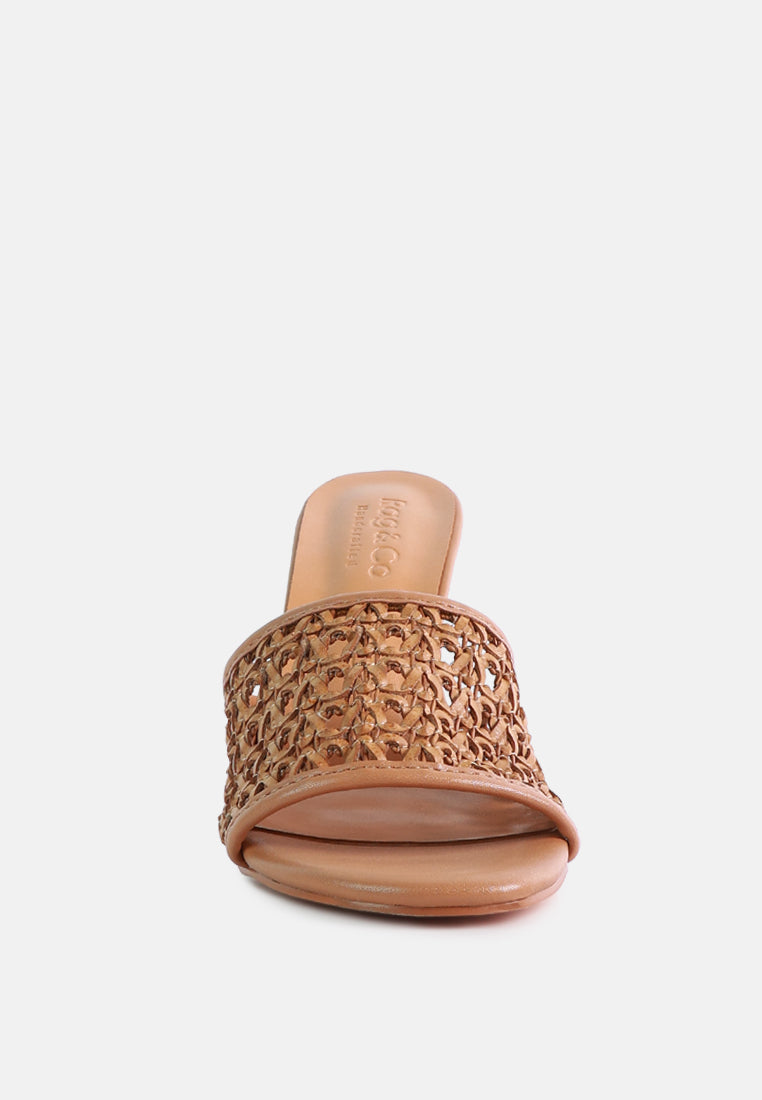 tease woven heeled slides by London Rag