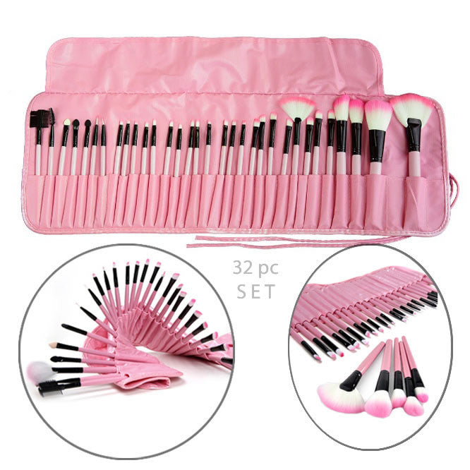 Sculptor 32 Piece High Quality Wooden Makeup Brush Set by VistaShops