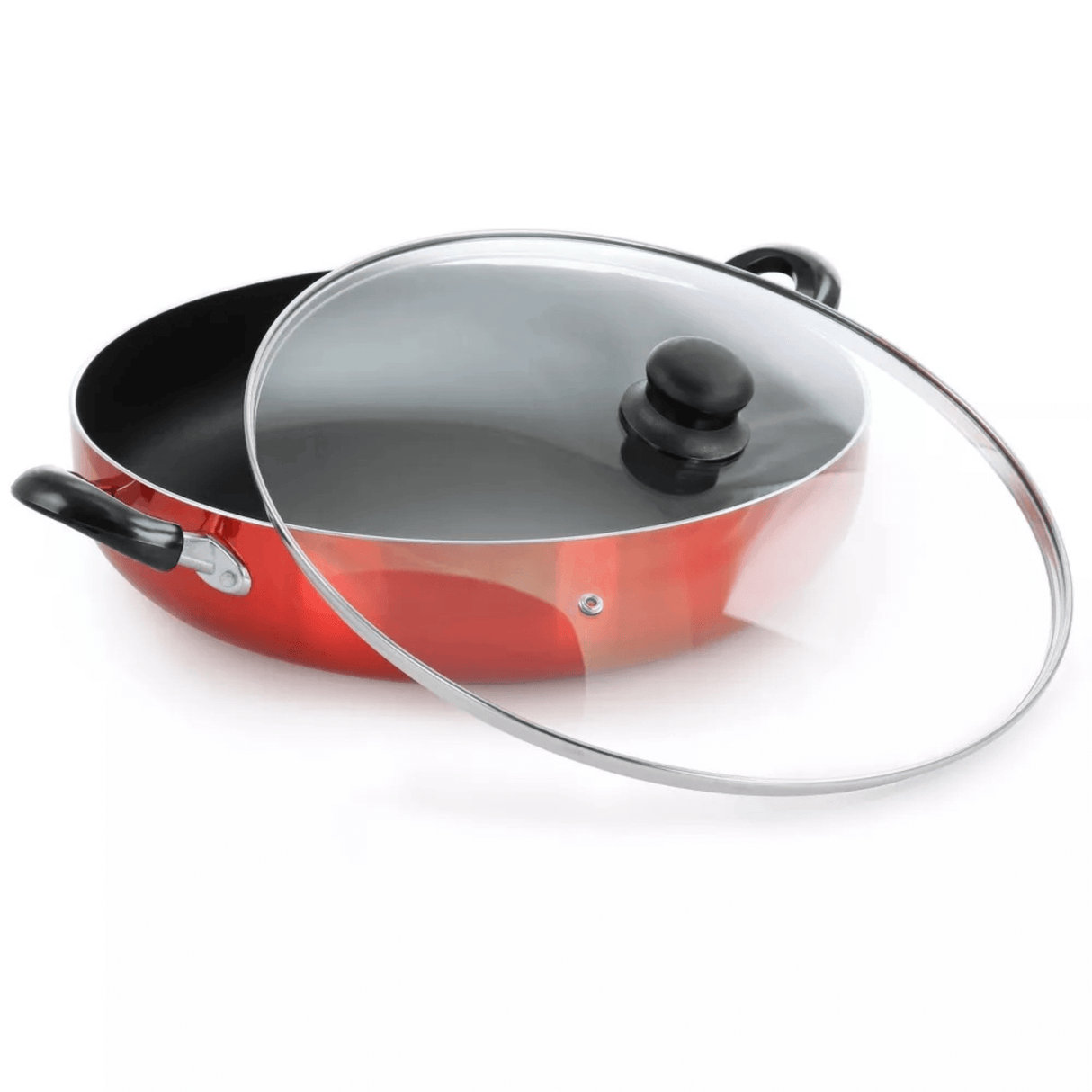 Better Chef 16" Aluminum Non-Stick Metallic Red Deep Fryer with Glass Lid by Jupiter Gear Home