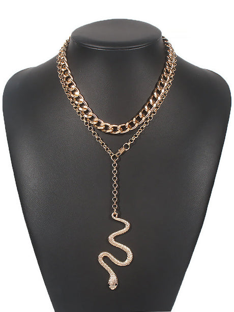 Two Pieces Chains Snake Shape Necklaces Accessories by migunica