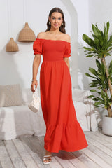 Smocked Off-Shoulder Maxi Dress by Faz