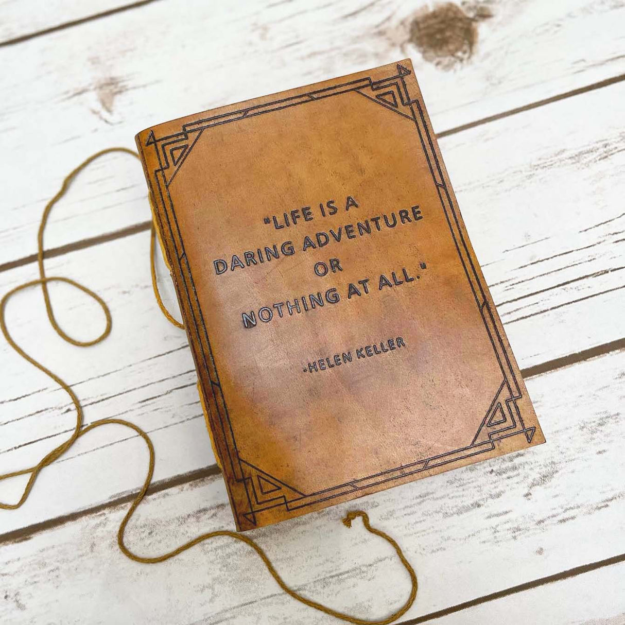 A Daring Adventure Helen Keller Quote Leather Journal - 7x5 by Soothi