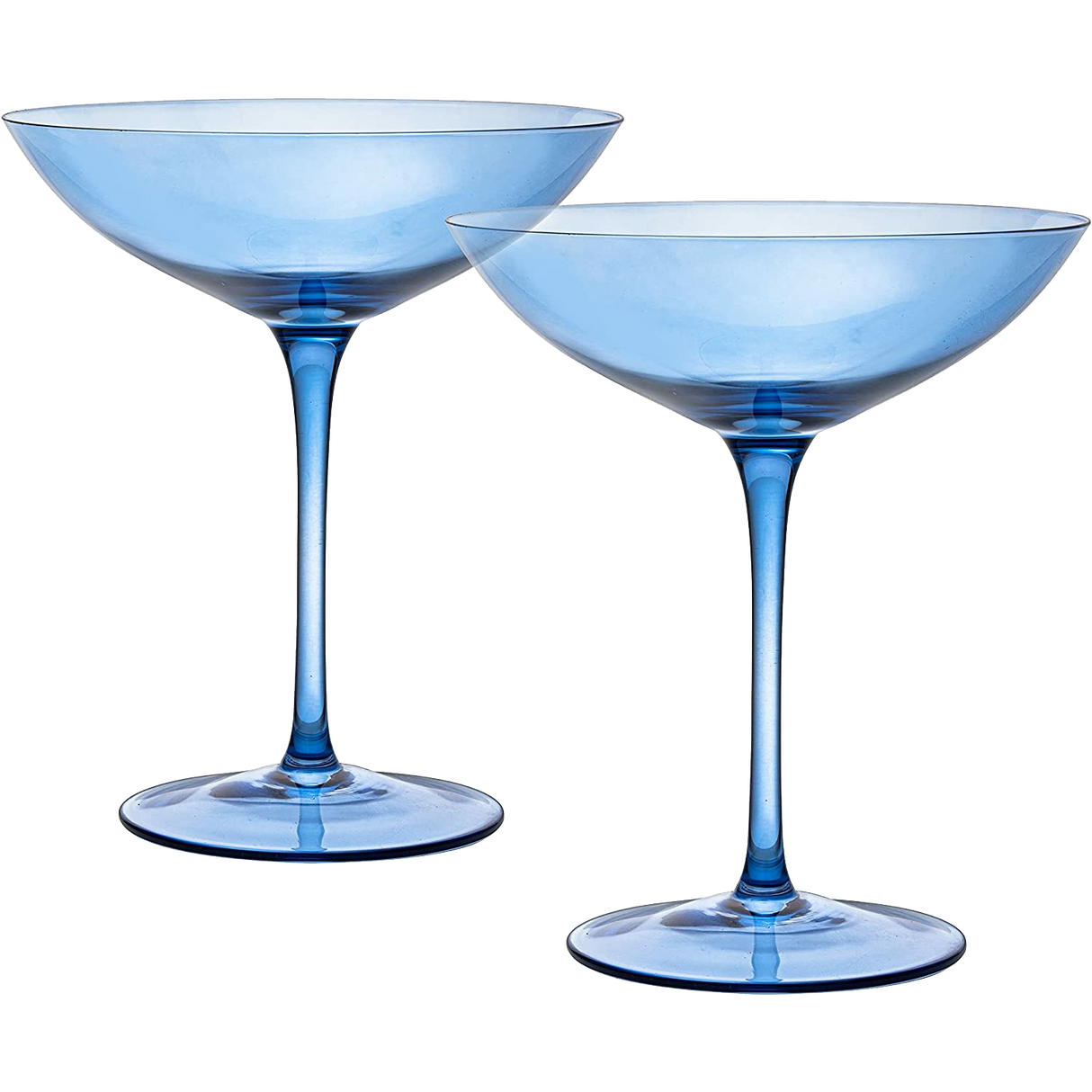 Champagne Coupes 12oz by The Wine Savant - Colorful Champagne Glasses, Prosecco, Mimosa Glasses Set, Cocktail Glass Set, Bar Glassware Luster Glasses (2, Cobalt Blue) by The Wine Savant