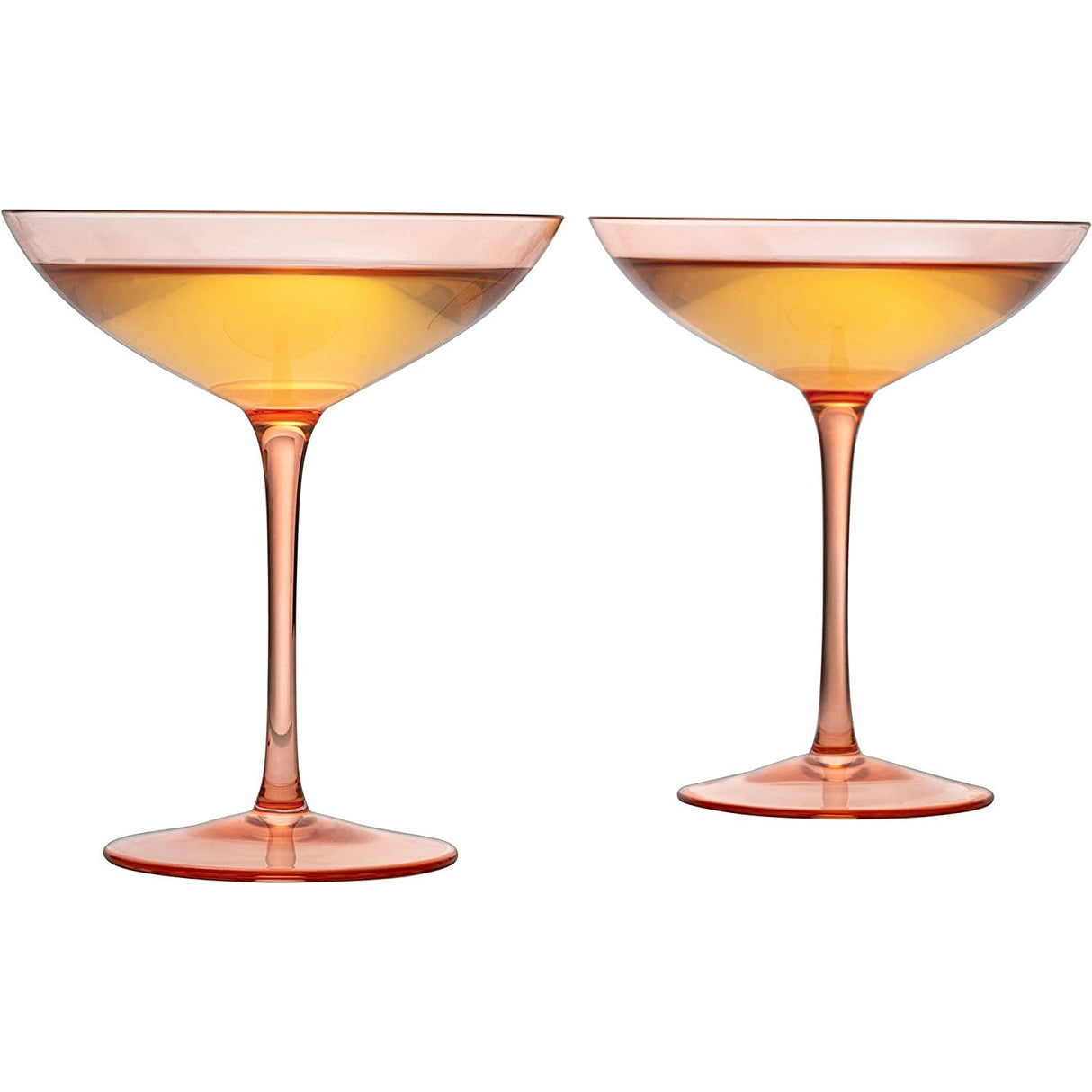 The Wine Savant Champagne Coupes 12oz Colorful Champagne Glasses, Prosecco, Mimosa Glasses Set, Cocktail Glass Set, Bar Glassware Luster Glasses (2, Orange) by The Wine Savant