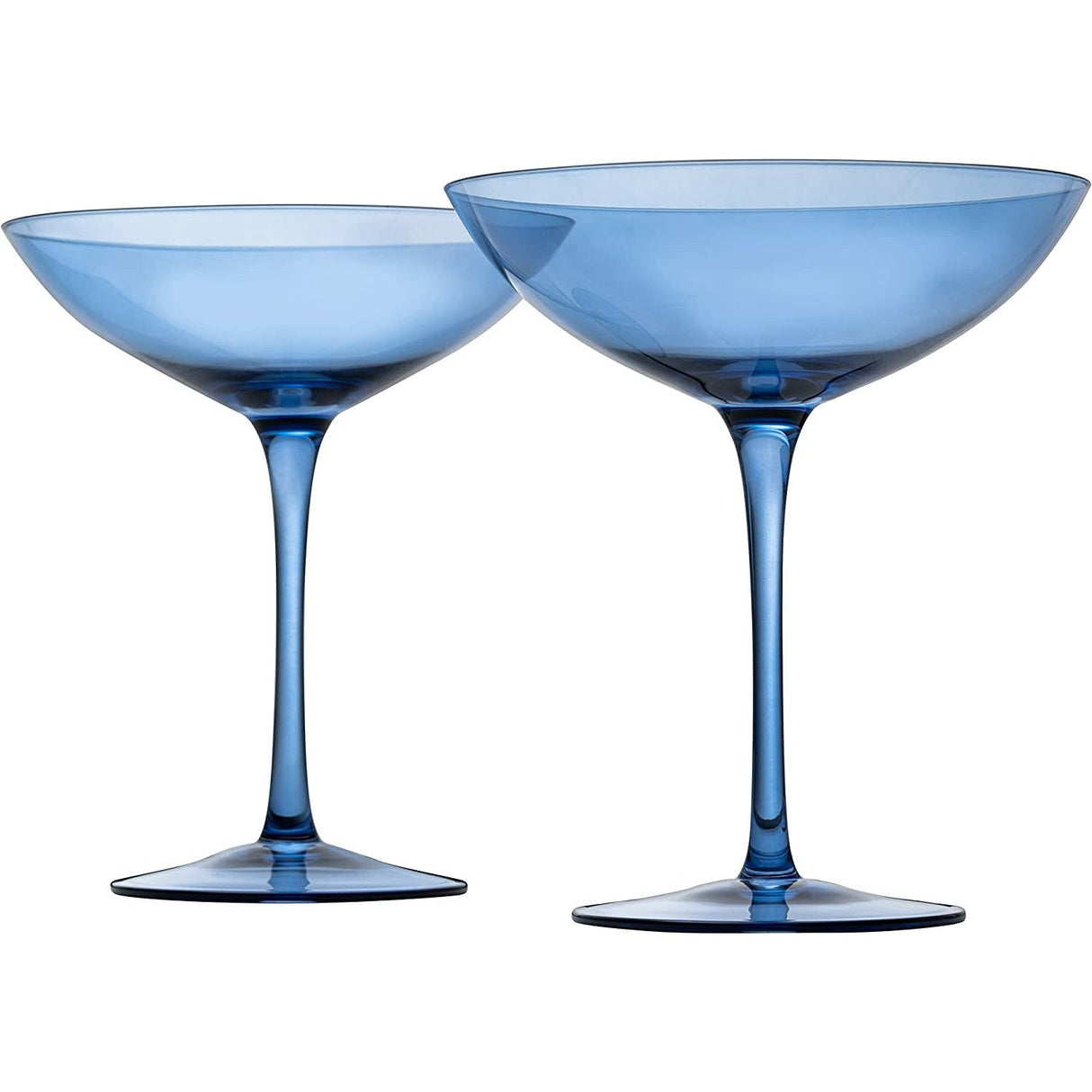 Champagne Coupes 12oz by The Wine Savant - Colorful Champagne Glasses, Prosecco, Mimosa Glasses Set, Cocktail Glass Set, Bar Glassware Luster Glasses (2, Cobalt Blue) by The Wine Savant