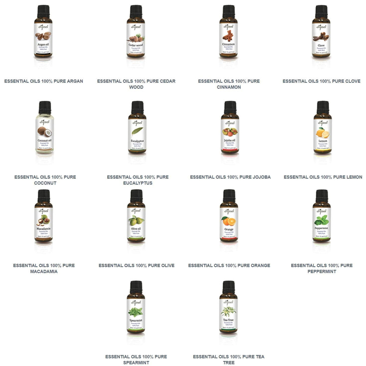 Difeel 100% Pure Essential Oils - The Complete Collection: 14 Piece Combo Set by difeel - find your natural beauty