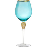 The Wine Savant Large Diamond Wine Glasses, 10" H Gold Rim Rhinestone Diamond Glasses - Wedding Glasses - 18 Ounce, Premium Designed Wine Glasses for Spirits and Wine, Gift Boxed (4, Blue) by The Wine Savant