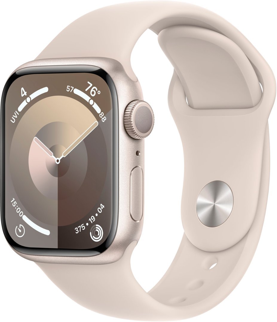  Apple Watch Series 9 GPS 41mm Starlight Aluminum Case with Starlight Sport Band - S/M  by Apple