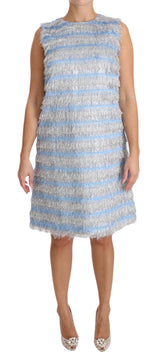 Light Blue Silver Shift Gown Dress by Faz