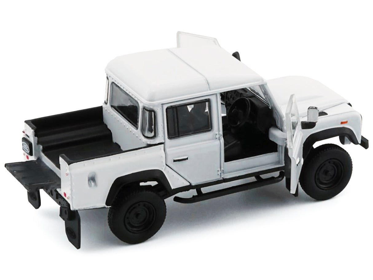 Land Rover Defender 110 Pickup Truck White with Extra Wheels 1/64 Diecast Model Car by BM Creations