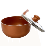 Better Chef 1.5Qt Ceramic-Coated Copper-Tone Saucepan with Glass Lid by Jupiter Gear Home