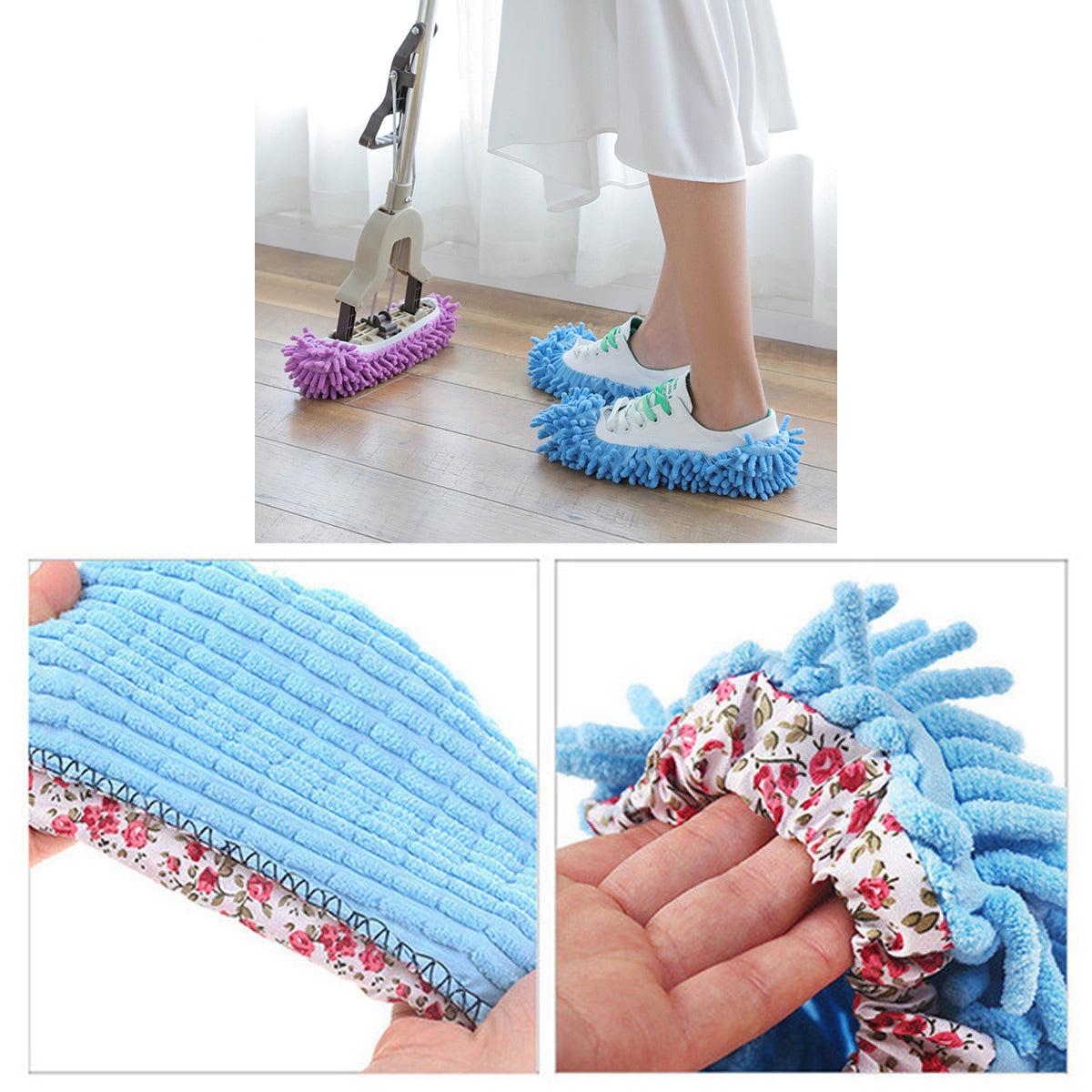 Lazy Maid Quick Mop Slip-On Slippers 3 pairs by VistaShops