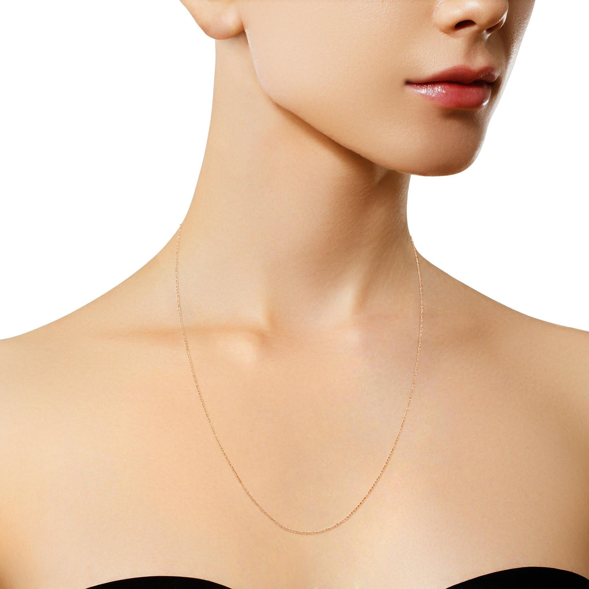 10K Gold 0.5 mm Slender & Dainty Fine Rope Chain Necklace by Haus of Brilliance