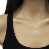 14KT White Gold 1 cttw Diamond Heart Ribbon Pendant Necklace (H-I, I1-I2) by Haus of Brilliance