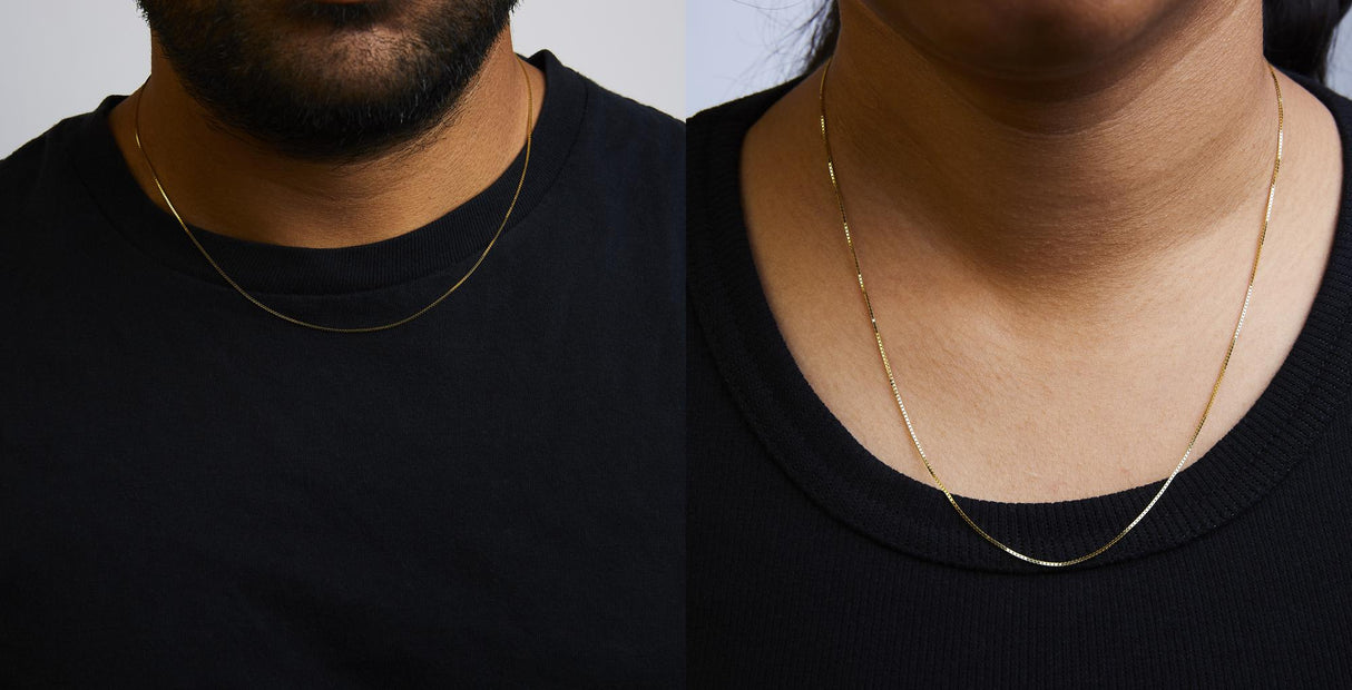 Unisex Solid 14K Gold 0.75mm Classic Box Chain Necklace by Haus of Brilliance