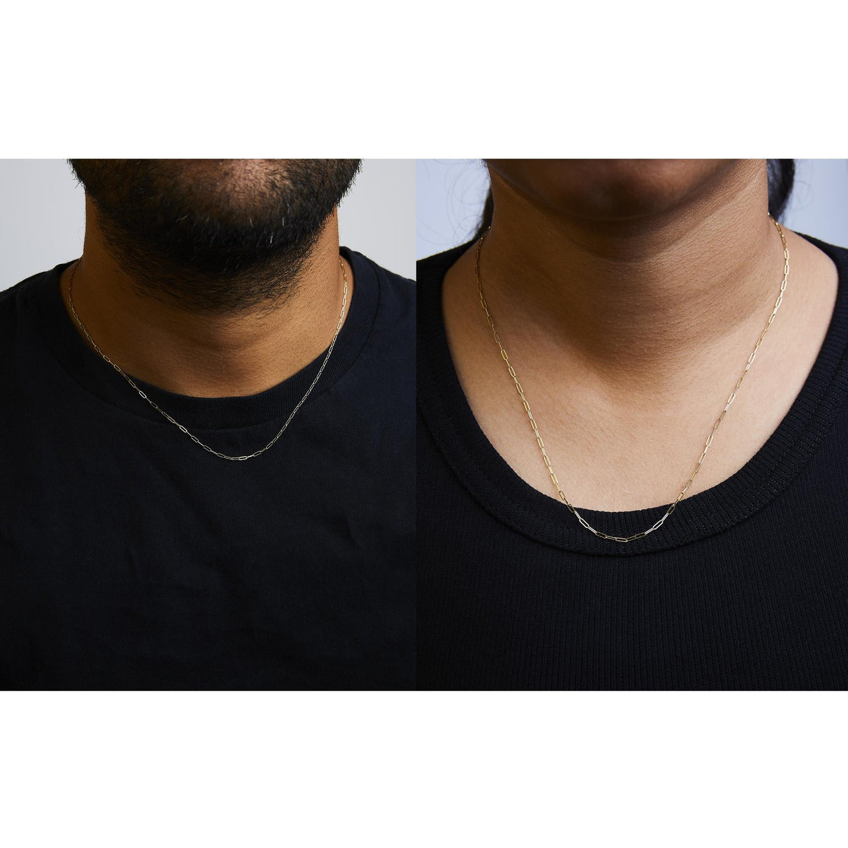 Unisex Solid 14K Gold 1.5mm Paperclip Chain Necklace - Choice of Length and Metal Color by Haus of Brilliance