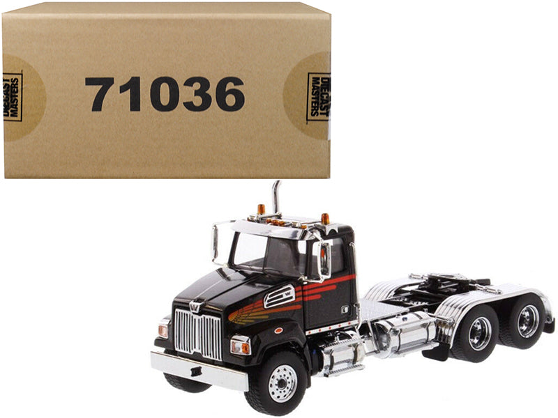 Western Star 4700 SF Tandem Day Cab Tractor Metallic Black 1/50 Diecast Model by Diecast Masters