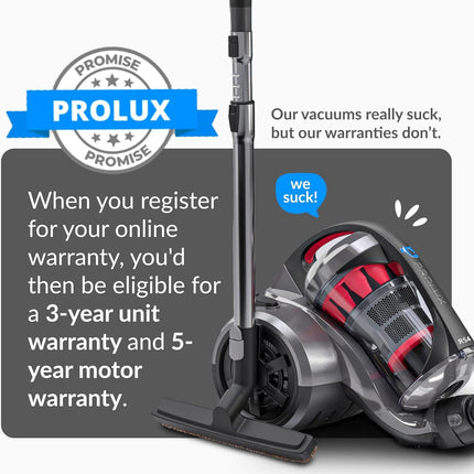 Prolux RS4 Lightweight Bagless Canister Vacuum with HEPA Filtration Premium Button Lock Tools and Automatic Cord Rewind by Prolux Cleaners
