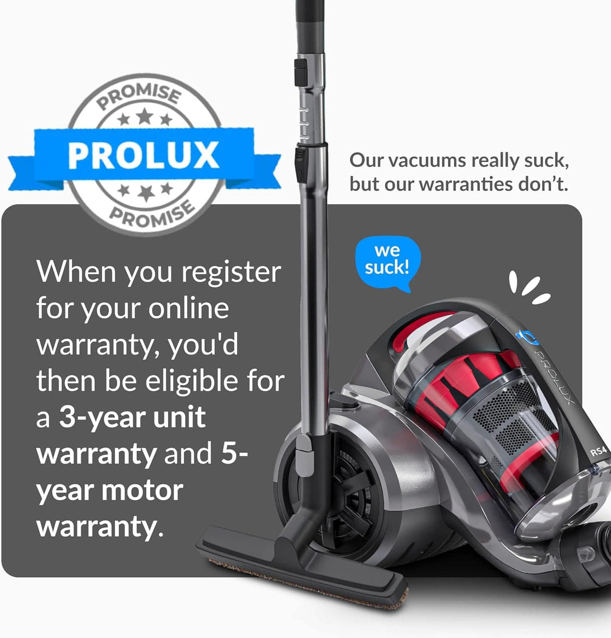 Prolux RS4 Lightweight Bagless Canister Vacuum with HEPA Filtration Premium Button Lock Tools and Automatic Cord Rewind by Prolux Cleaners