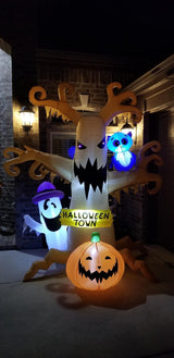 8 FT Halloween Inflatables Outdoor Dead Tree with White Ghost, Pumpkin #ns23 _mkpt4 by Js House - Vysn