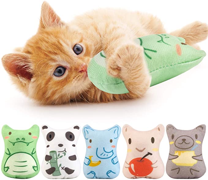 5Pc Cat Toys for Indoor Cats - 5PCS Plush Cat Chew Toys Teething Interactive Catnip Fi... by Js House