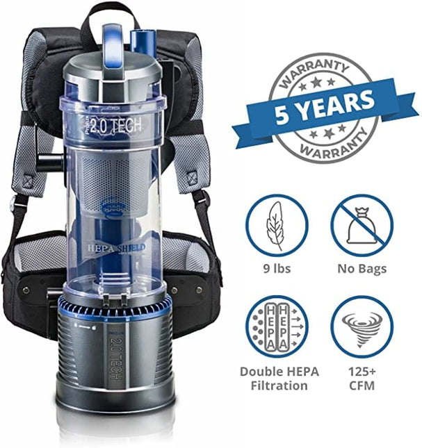 Demo Lightweight Prolux 2.0 Bagless Backpack Vacuum w/ Electric Powerhead by Prolux Cleaners