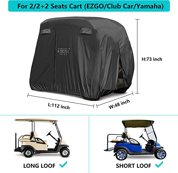 4 Passenger Golf Cart Cover for EZGO, Club Car, Yamaha, 400D Black- #ns23 _mkpt by Js House