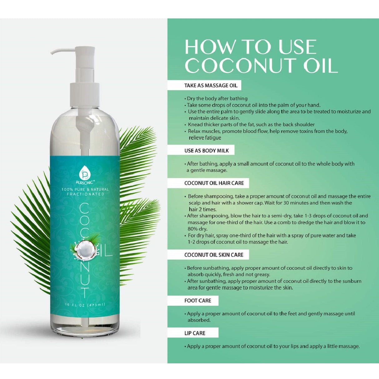 100% Pure & Natural Fractionated Coconut Oil by Pursonic