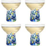 Stemless Margarita Glass – Set of 4 - Luxury Hand Blown Confetti Margaritas, for Cocktails, Water, Wine, Dessert, Martini & Champagne Glasses Cinco de Mayo, Hand Blown Glass - Mexican Confetti Design by The Wine Savant