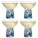 Stemless Margarita Glass – Set of 4 - Luxury Hand Blown Confetti Margaritas, for Cocktails, Water, Wine, Dessert, Martini & Champagne Glasses Cinco de Mayo, Hand Blown Glass - Mexican Confetti Design by The Wine Savant