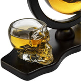 Skull Decanter Set With 2 Skull Shot Glasses - by The Wine Savant - and Beautiful Wooden Base - By Use Skull Head Cup For A Whiskey and Vodka Shot Glass, 850ml Decanter 3 Ounces Shot Glass by The Wine Savant - Vysn