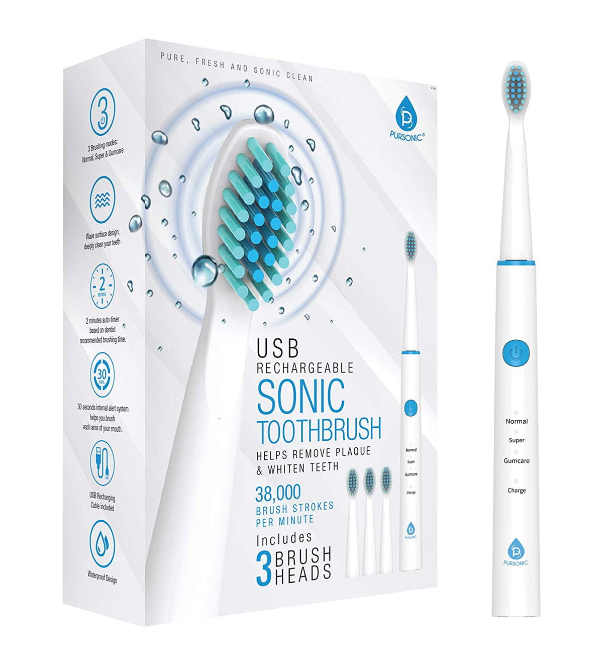 USB Rechargeable Sonic Toothbrush by Pursonic