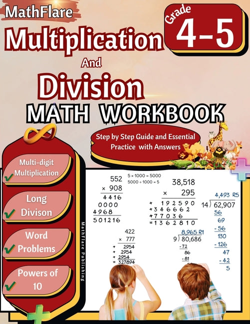 Multiplication and Division Math Workbook 4th and 5th Grade: Multi-Digit Multiplication and Long Division, Word Problems, Powers of 10 - Paperback by Books by splitShops