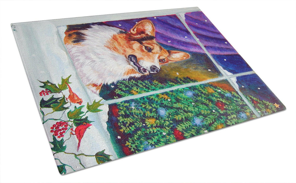 Corgi Christmas Window Glass Cutting Board Large 7305LCB by Caroline's Treasures