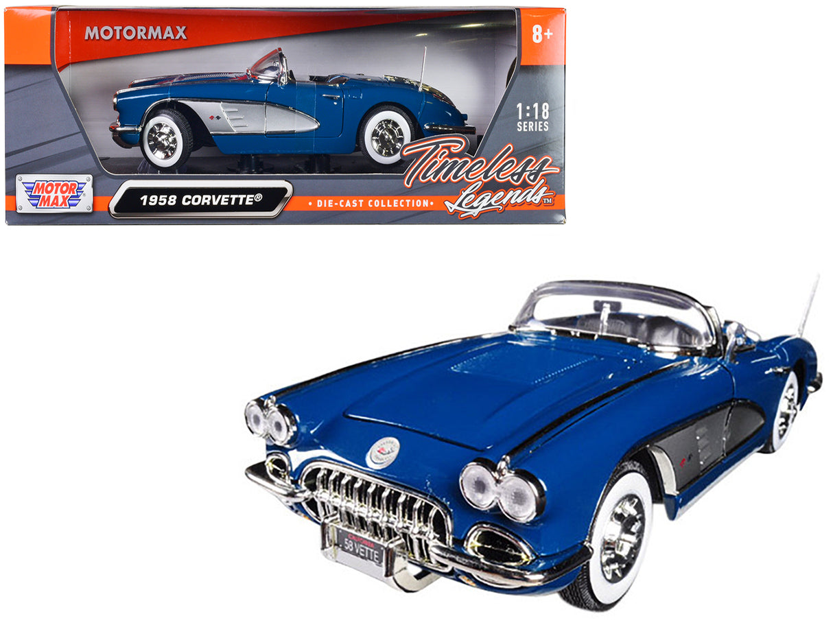 1958 Chevrolet Corvette Turquoise Timeless Classics 1/18 Diecast Model Car by Motormax