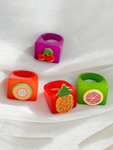 Geometric Fruit  Rhinestone Rings Accessories by migunica