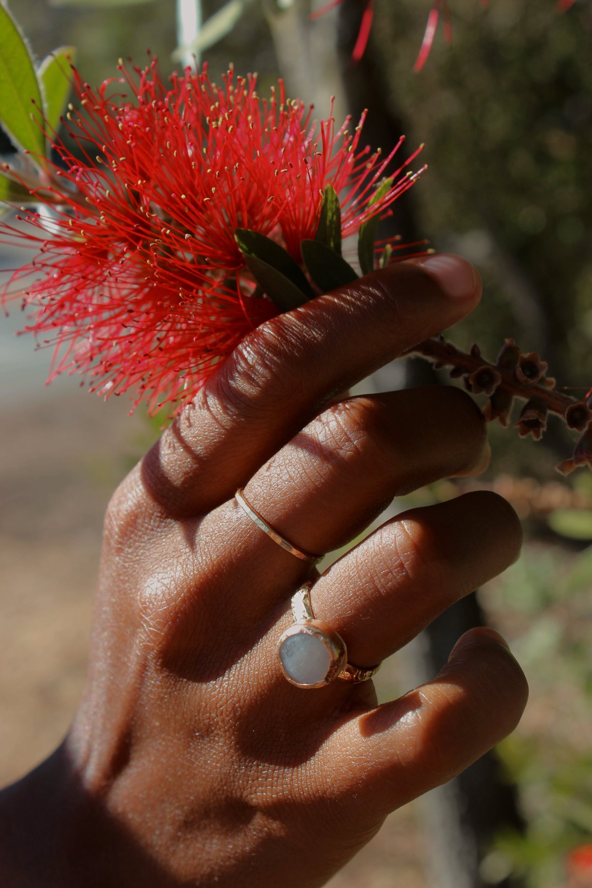 Rainbow Moonstone Floral Band by Toasted Jewelry