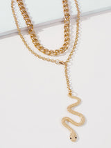 Two Pieces Chains Snake Shape Necklaces Accessories by migunica