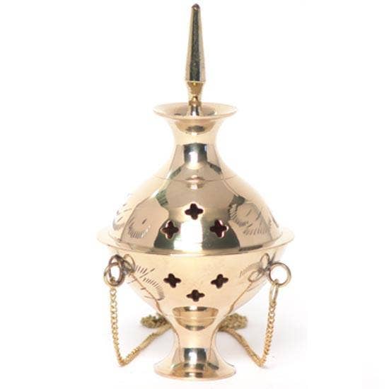 Hanging Brass Burner for cone incense and resins-  4", 6" and 8" by OMSutra