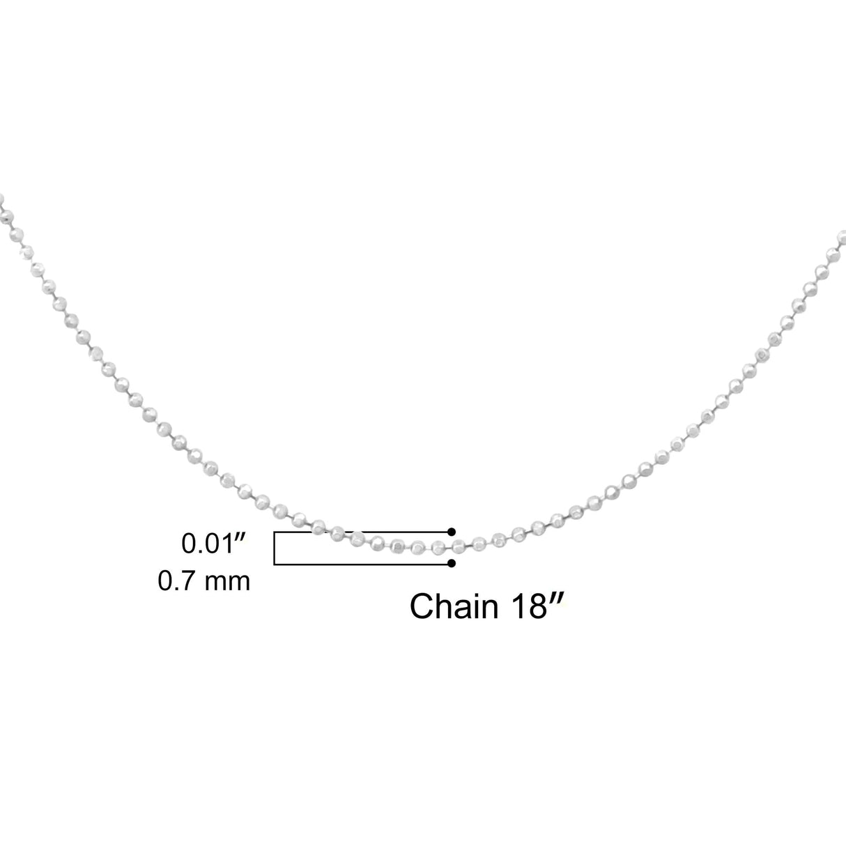 .925 Sterling Silver 0.7mm Slim and Dainty Unisex 18" Inch Ball Bead Chain Necklace by Infinite Jewels