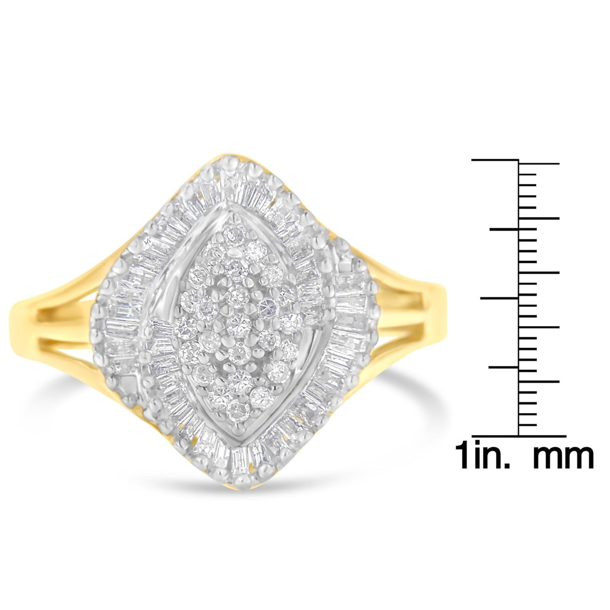 10K Yellow Gold Diamond Cocktail Ring (1/2 Cttw, J-K Color, I2-I3 Clarity) by Haus of Brilliance