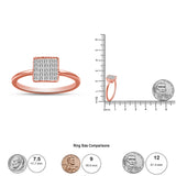 10K Rose Gold 1/3 Cttw Invisible Set Princess Cut Diamond Composite Square Shape Ring for Women (H-I color, I1-I2 clarity) by Haus of Brilliance