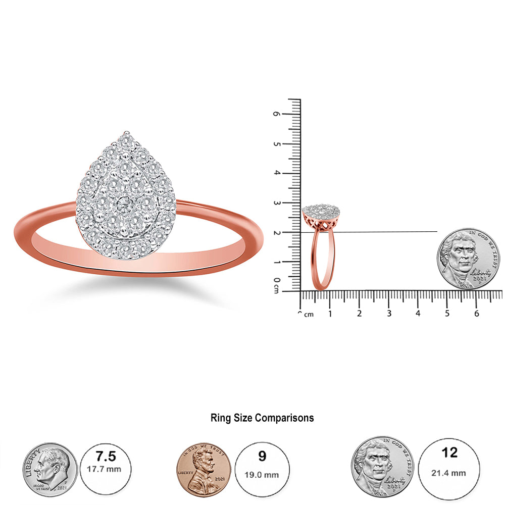 10K Rose Gold 3/8 Cttw Round-Cut Diamond Pear Promise Ring (I-J Color, I2-I3 Clarity) by Haus of Brilliance