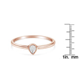 14K Rose Gold Plated .925 Sterling Silver 1/20 Carat Diamond Teardrop Pear-Shaped Miracle Set Petite Fashion Ring (J-K Color, I1-I2 Clarity) by Haus of Brilliance